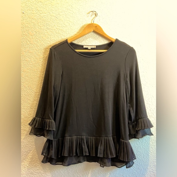 Ruffled black blouse - Daniel Rainn - Picture 1 of 2